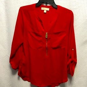 MICHAEL Michael Kors Red 3/4 Sleeve Relaxed Blouse
